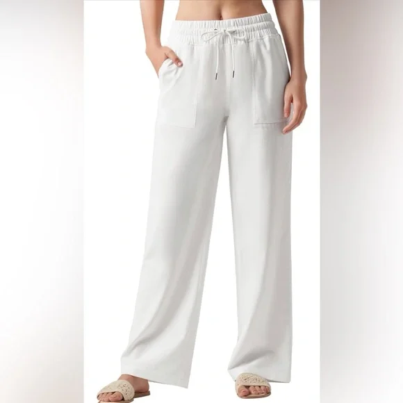 Women's White Linen Pants - Picture 1 of 9